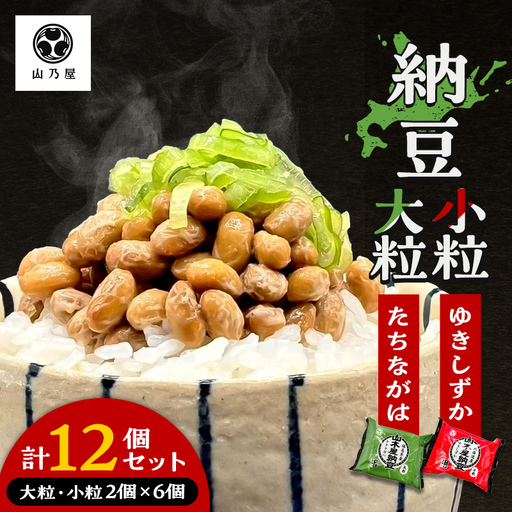 山乃屋の山木屋 大粒 小粒 納豆 各種6個 納豆 大豆 健康 発酵食品 ギフト おすすめ 川俣町 福島県   FAF-0290