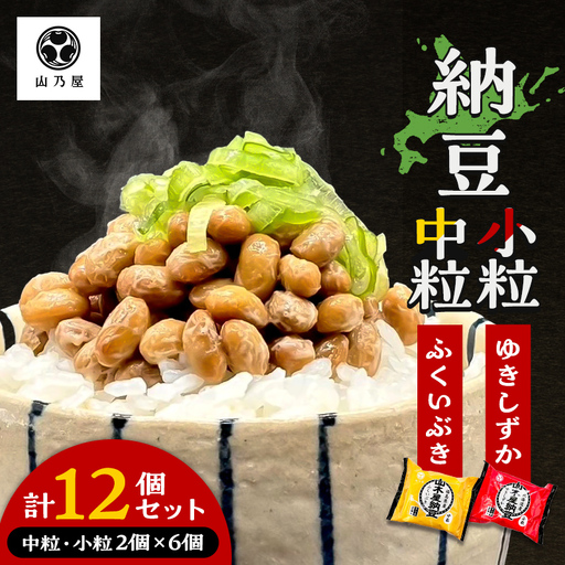 山乃屋の山木屋 中粒 小粒 納豆 各種6個 納豆 大豆 健康 発酵食品 ギフト おすすめ 川俣町 福島県   FAF-0291