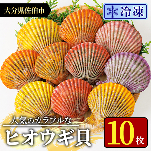 冷凍 ヒオウギ貝 (計10枚) 魚介 貝 ヒオウギ貝 ひおうぎ貝 酒蒸し 網焼き バター焼き バーベキュー 獲れたて 海の直売所 大分県 佐伯市[AS151][海べ]