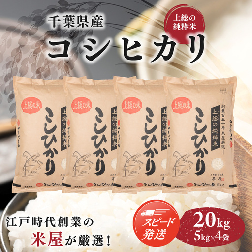 【最短2～7営業日にて出荷】令和8年度産  上総の純粋米  「コシヒカリ」  20kg (5kg×4) 【厳選】千葉県産 KCV003