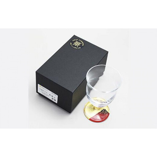 山中漆器 華正蒔絵ガラス 冷酒グラス 赤富士