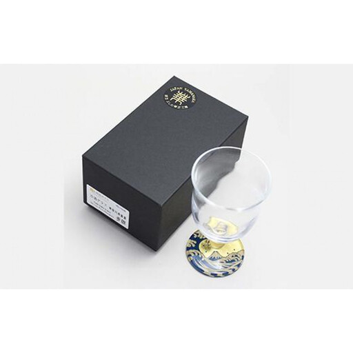 山中漆器 華正蒔絵ガラス 冷酒グラス 神奈川沖浪裏