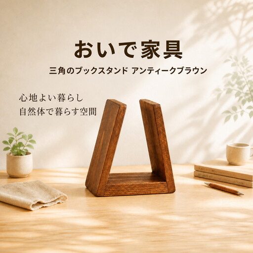 三角のブックスタンド アンティークブラウン