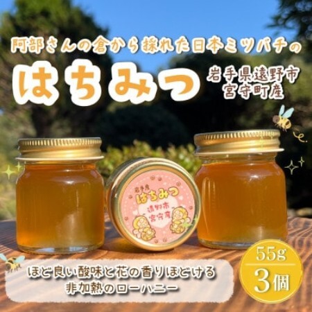 阿部さんの倉から採れた 日本ミツバチ 蜂蜜 【55g×3】遠野食工房蔵【1773047】