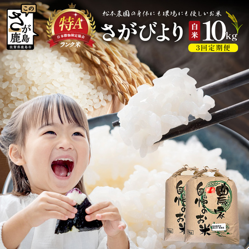 先行受付【3回定期便】令和8年産 新米 さがびより 10kg×3回 計30kg 佐賀県産 特A評価獲得品種 白米 米 お米 こめ 毎月お届け 定期便 佐賀県 鹿島市 J-36