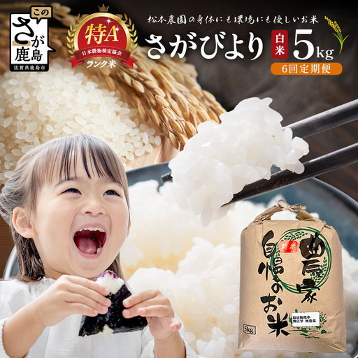 先行受付【6回定期便】令和8年産 新米 さがびより 5kg×6回 計30kg 佐賀県産 特A評価獲得品種 白米 米 お米 こめ 毎月お届け 定期便 佐賀県 鹿島市 J-37