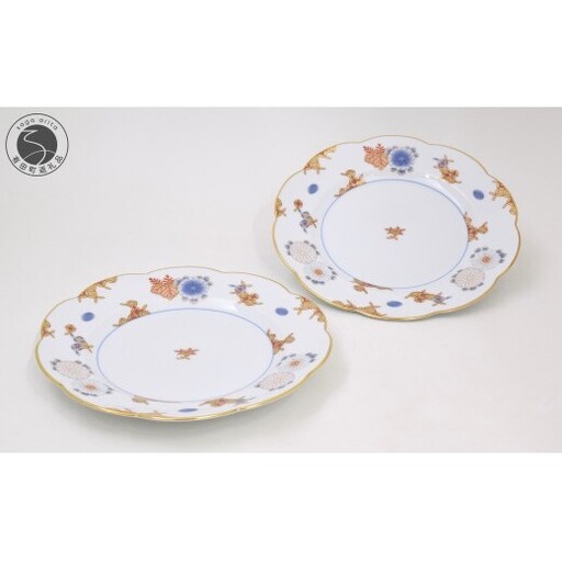 有田焼 菊七宝 ペア盛皿[深川製磁]食器 器 うつわ 皿 プレート 取り皿 飾り皿 おめでたい お正月 お祝い 縁起物 和食器