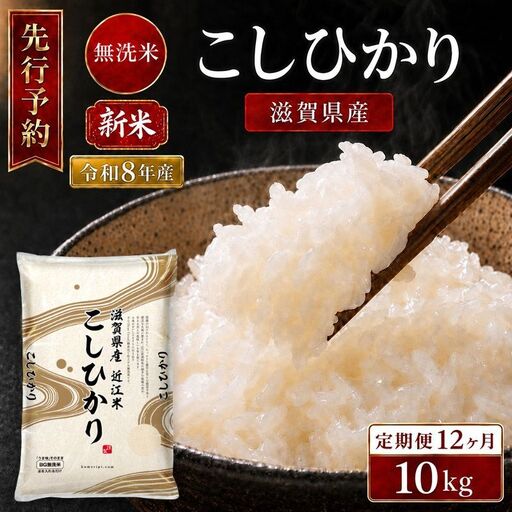 【令和8年産】 先行予約 新米 BG無洗米 コシヒカリ 10kg 12回 定期便 令和8年産 米 無洗 無洗米 こめ コメ お米 ご飯 米 こしひかり 米定期便 12か月定期便 12ヶ月定期便 12ヶ月 12か月 滋賀県 豊郷町