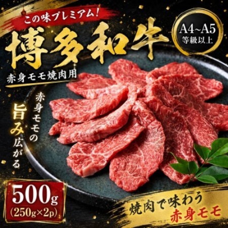 この味プレミアム!【A4～A5】博多和牛赤身モモ焼肉用　500g(250g×2p)(大野城市)【配送不可地域：離島】【1770967】