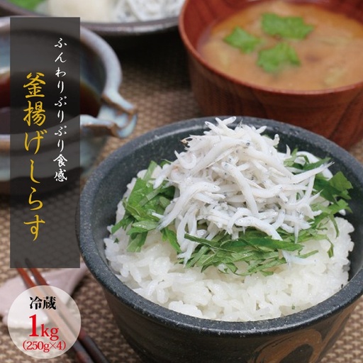 茹でたて釜揚げしらす　1kg(250g×4パック)【冷蔵】無添加・無着色 しらす シラス 釜揚げ 小分け 冷蔵【mar101】