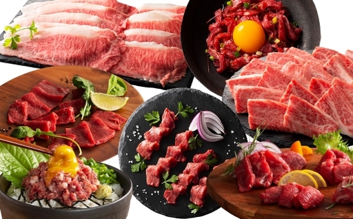 [ R8年熊本地震復興支援 ]ふじ馬刺しと藤彩牛の贅沢食べ比べセット お肉 肉 ニク にく 牛肉 牛 馬肉 馬 バラ カルビ 焼肉 精肉 BBQ バーベキュー ロース スライス 馬刺し 赤身 ユッケ ネギトロ 生姜付き タレ付き 食べ比べ セット 詰め合わせ 冷凍