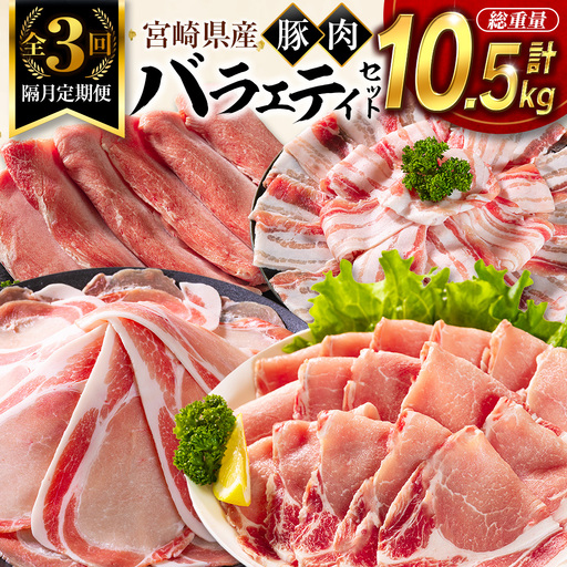《総量10kg以上!!》豚肉 3回 隔月 定期便 バラエティセット 宮崎県産 食べ比べ 国産 E273