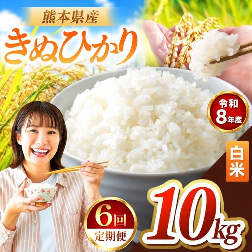 【 定期便 6回 】R8年産 熊本県産 白米 きぬひかり 10kg