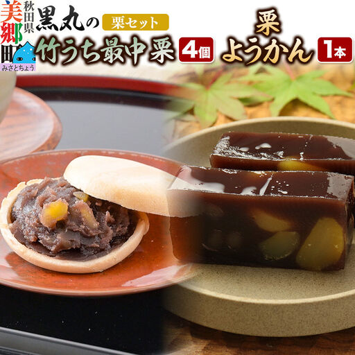 [栗セット]最中と羊羹 竹うちもなか[栗]4個・栗ようかん1本