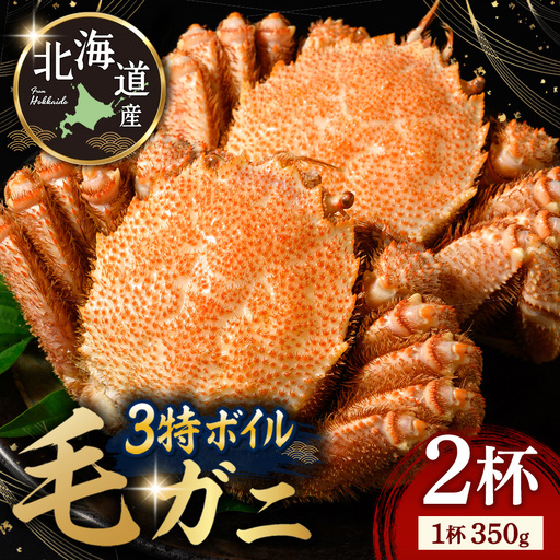 3特ボイル 毛ガニ 350g前後 2杯 | カニ 毛蟹 かに 海鮮 毛がに ボイル 北海道産 冷凍 毛カニ グルメ お取り寄せ 魚介類 海産物 茹で蟹 茹でガニ 北海道 濃厚 かに味噌 おかず 八雲町