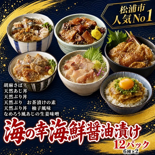 海鮮醤油漬けバラエティ海鮮丼６種セット各２パック【013-0006】