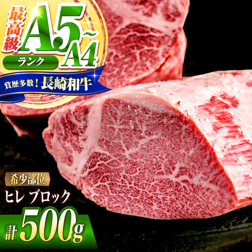 ヒレ ブロック肉 長崎和牛 500g / A4 A5 ぶろっく肉 ヒレ 赤身 フィレ 国産 和牛 牛肉 / 南島原市 / 肉のくまもと屋株式会社[SHD051]