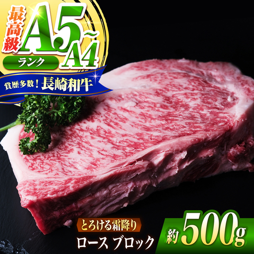 ロース ブロック肉 長崎和牛 500g / A4 A5 ぶろっく肉 赤身 国産 和牛 牛肉 / 南島原市 / 肉のくまもと屋株式会社[SHD055]