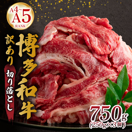 【訳あり】【A4～A5ランク】博多和牛 切り落とし 750ｇ（250g×3個）