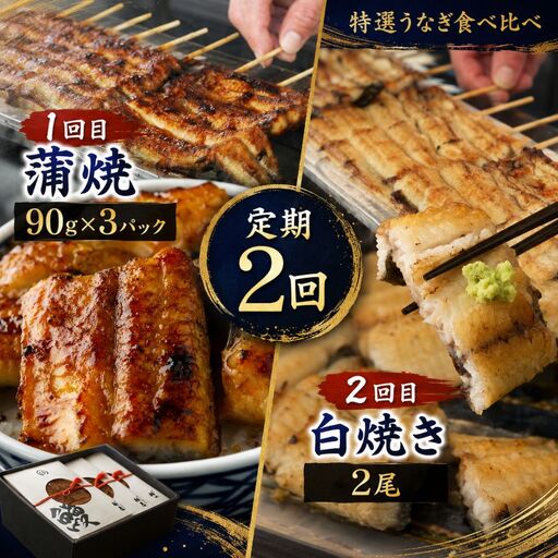 [定期2回]特選 蒲焼うなぎ(短冊)肉厚うなぎを炭火焼 ふっくら朝焼うなぎ(白焼き)