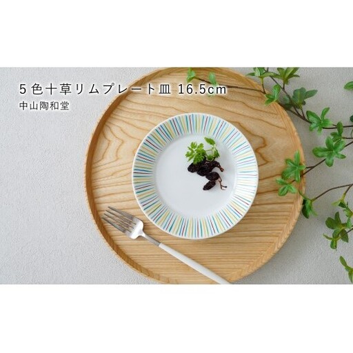 有田焼  5色十草 リムプレート皿 16.5cm【中山陶和堂】食器 うつわ 器 プレート 皿 かわいい カラフル bv016