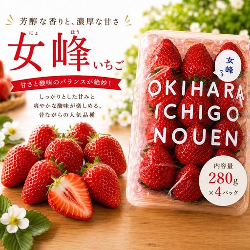 [先行予約]いちご 女峰 1120g (280g×4P)| 栃木県 那珂川町 送料無料[栃木県共通返礼品]