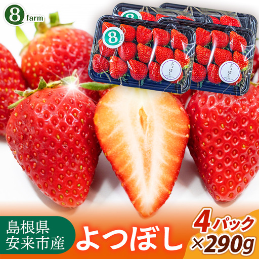 [先行予約] よつぼし 4パック [ 約290g×4パック 四つ星 イチゴ いちご 苺 ストロベリー 冷蔵 安来市産][16-FA-13]