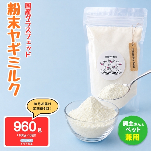 【定期便6回】国産グラスフェッド【人間・ペット兼用】粉末 ヤギミルク 160g×1袋　フリーズドライ加工（ 愛知ヤギ農場 産）