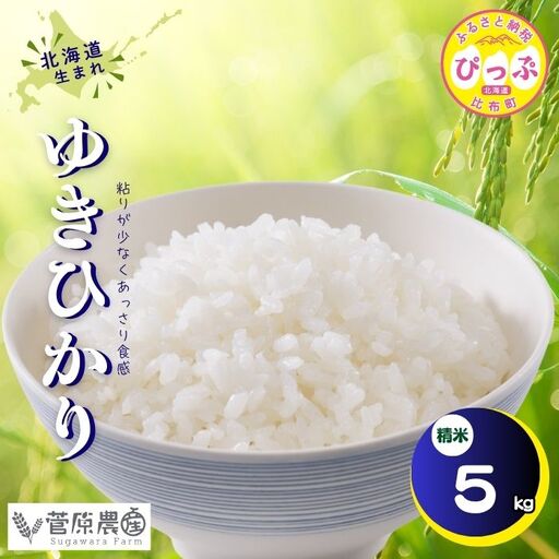 【令和8年産 新米先行受付】ゆきひかり 精米 5kg【菅原農産】米 お米 北海道米 国産 白米 コメ 北海道 比布町 ぴっぷ 1007-002