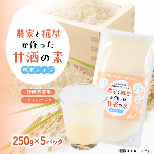 [農家と糀屋がつくった甘酒の素]〜濃縮タイプ〜 250g×5パック[配送不可地域:離島]
