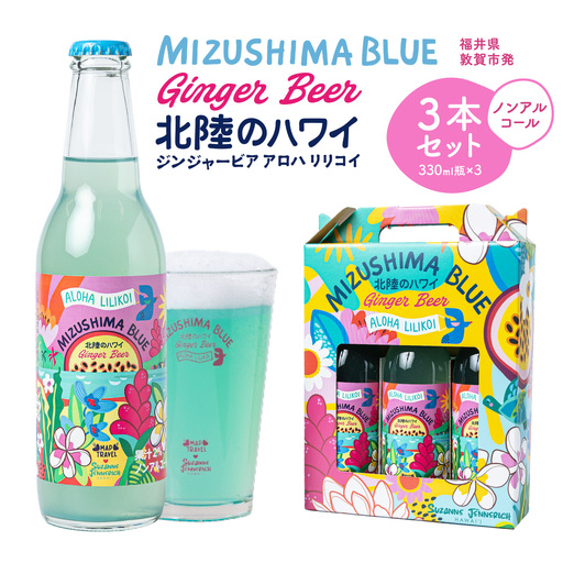 MIZUSHIMA BLUE 北陸のハワイ ノンアルコール・ジンジャービアー 3本セット [046-a002]