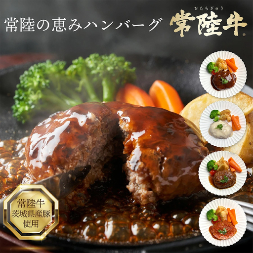 3営業日以内発送!常陸の恵みハンバーグ「常陸牛×茨城県産豚」4種のソースセット(OJ-1)