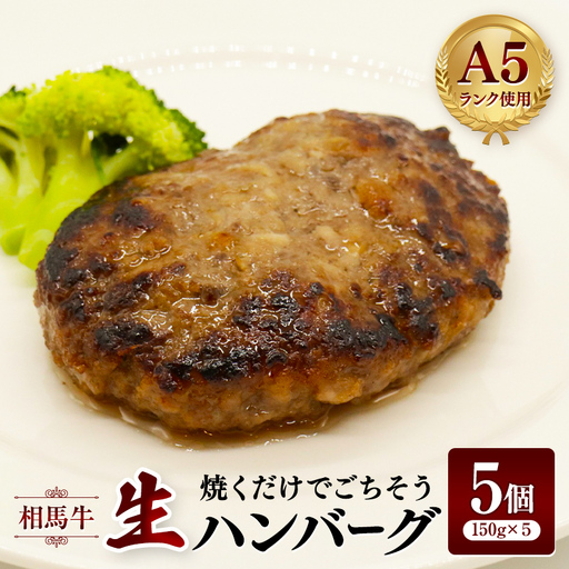 相馬牛 生ハンバーグ A5ランク 焼くだけでごちそう 5個