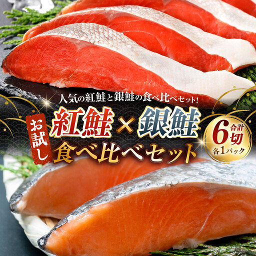 [ 14営業日以内に発送 ] 紅鮭 × 銀鮭 お試し食べ比べセット 3切 各1パック 計6切 鮭 さけ サケ シャケ 魚介 魚介類 魚 魚類 海鮮 切身 厚切り 天然 甘塩仕立て 甘塩 BIGサイズ 真空パック おかず 晩酌 冷凍 詰め合わせ