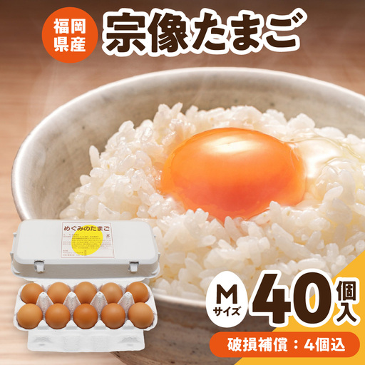 新鮮 赤卵「宗像たまご」Mサイズ 40個(36個＋補償4個)【JAほたるの里】_AS2098-00 たまご 卵 赤卵 Mサイズ 福岡県宗像市 宗像市 福岡 宗像