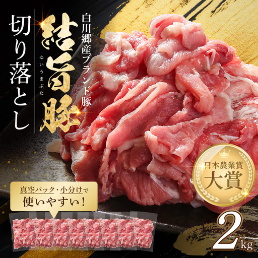 結旨豚 ウデ又はモモ 切り落とし 250g×8p(計2kg) トレーなし 簡易包装 | 肉 お肉 豚肉 国産 切り落とし 切落し 薄切り 訳あり 白川郷 岐阜県 白川村 ブランド豚 人気 おすすめ ギフト 飛騨高山ミート