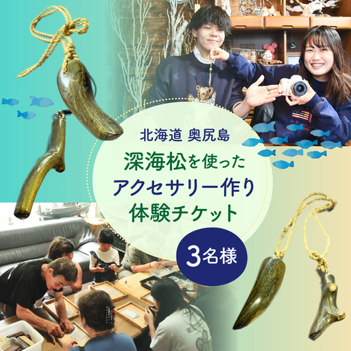 深海松を使ったアクセサリー作り体験 3名様 奥尻島 体験 チケット 体験型 返礼品 虹色サンゴ 深海サンゴ レインボーコーラル しんかいまつ 珊瑚 希少素材 天然素材 ハンドメイド ものづくり 加工体験 離島 観光 旅行 自由研究 北海道 奥尻町