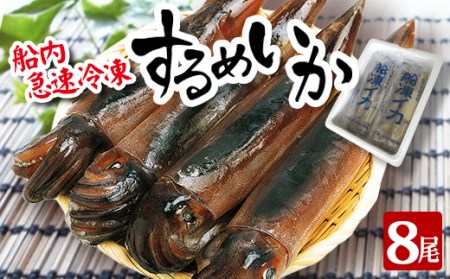船内急速冷凍するめいか 8尾