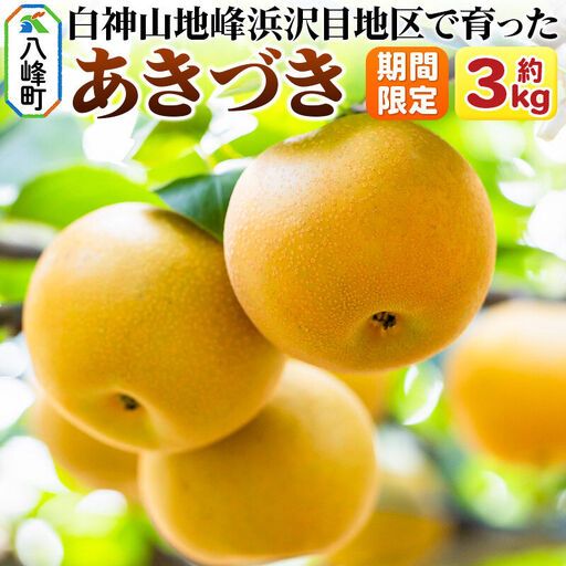 ～期間限定～白神山地峰浜沢目地区で育った和梨「あきづき」約3kg