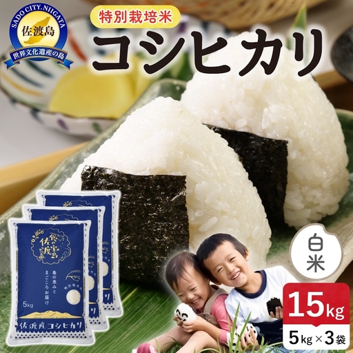 令和8年産 佐渡島産コシヒカリ 白米15kg 特別栽培米 195962-121502