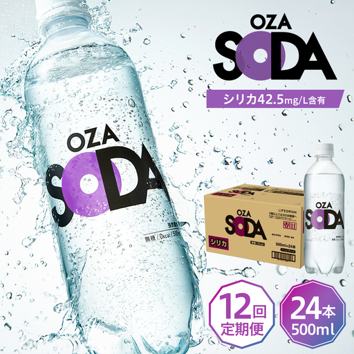 【全12回定期便】強炭酸水 OZA 500ml 24本[ARFL012]炭酸 飲料