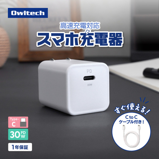 タイプc USB 対応 急速充電 AC充電器 Owltech