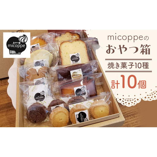 おやつ屋micoppeのおやつ箱（焼き菓子10種・計10個）焼菓子 クッキー サブレ マドレーヌ フィナンシェ レモンケーキ セット 詰合せ 手作り おやつ スイーツ 静岡 森町