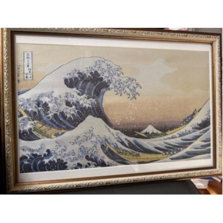 写真織絵画(神奈川沖浪裏) シルク100% 大切な人への贈り物にも[京都府与謝野町]