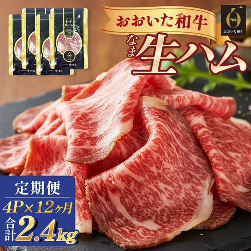 おおいた和牛 生ハム 2400g 50g × 4個 12ヶ月 定期便 国産黒毛和牛 牛肉 もも肉 国産 小分け おかず おつまみ 冷凍 大分県 大分 玖珠町 玖珠