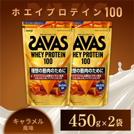 ザバス ホエイプロテイン100 キャラメル風味 450g 2袋 プロテイン 筋トレ 運動 トレーニング 健康 美容 健康食品 体づくり ボディメイク ダイエット