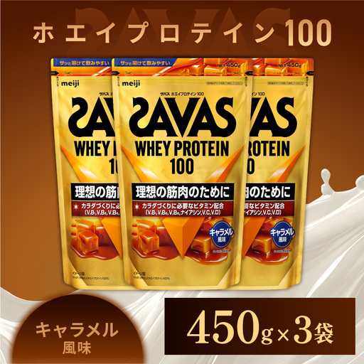 ザバス ホエイプロテイン100 キャラメル風味 450g 3袋 プロテイン 筋トレ 運動 トレーニング 健康 美容 健康食品 体づくり ボディメイク ダイエット