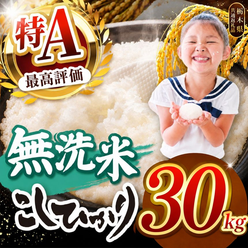 【2026年産】栃木県産コシヒカリ 無洗米 30kg 【栃木県共通返礼品 栃木県産】