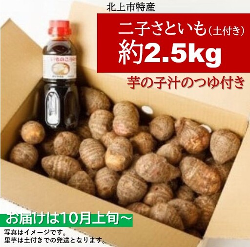 いもの子汁セット Mサイズ (土付き)約 2.5kg + いものこ汁つゆ300ml 芋の子 特産品 さといも 産直あぜみち 岩手県 北上市