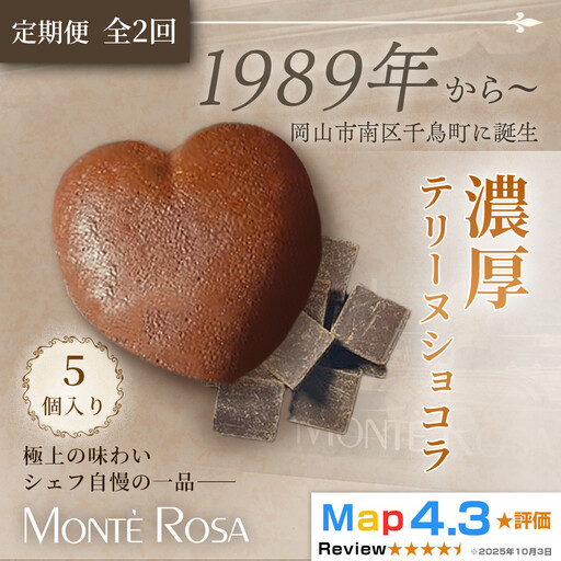 [定期便・全2回]モンテローザ テリーヌショコラ(5個セット)×2回|バレンタイン ギフト 洋菓子 焼き菓子 濃厚ショコラスイーツ チョコレートケーキ 誕生日 お祝い 岡山県 岡山市
